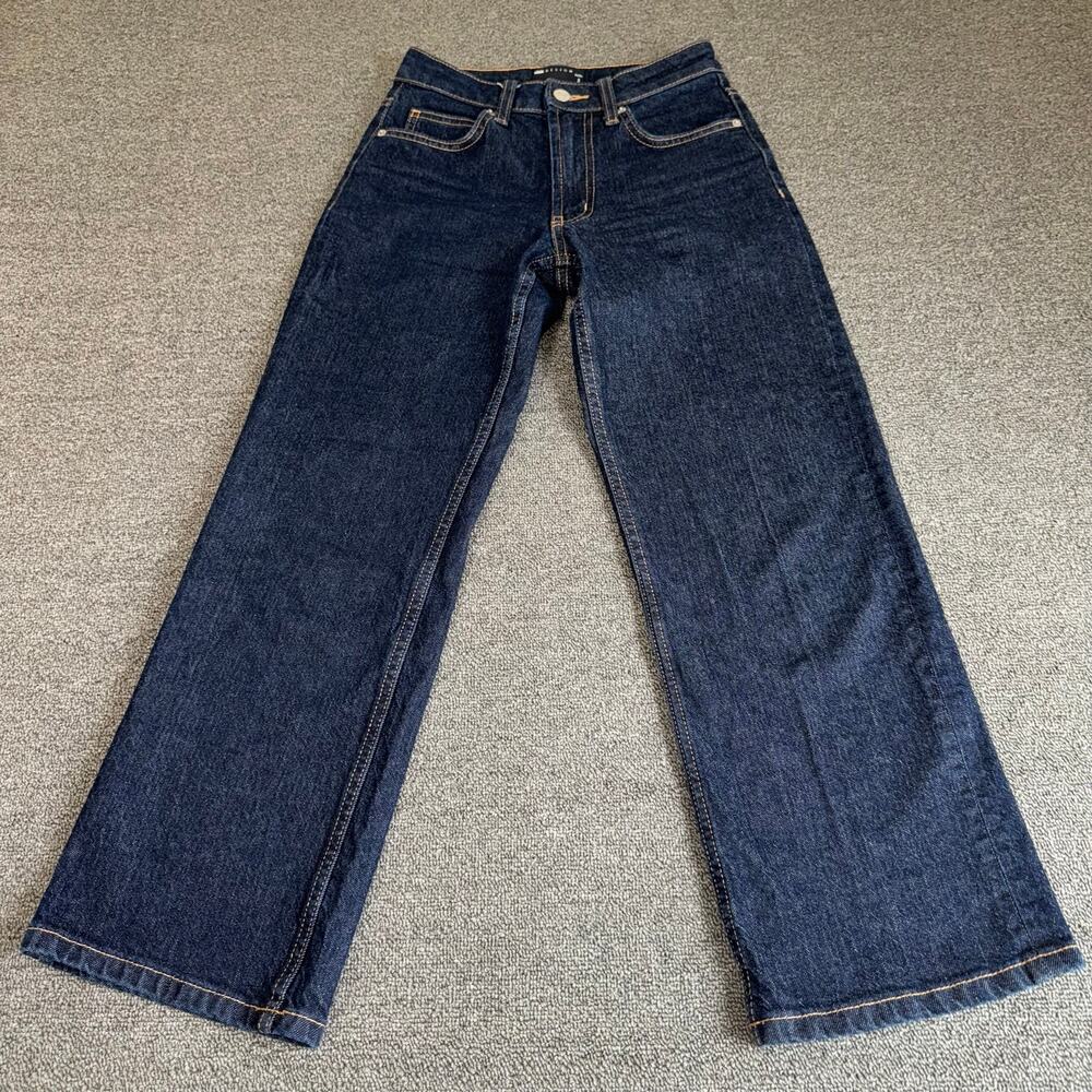 ASOS Design Women's 23 Petite Comfort Stretch Straight Leg Jeans Rinse Dark Wash